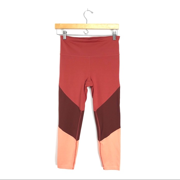 GAP Pants - Gap Fit Womens S Eclipse Color Block Leggings Red Maroon Pink Stretch Skinny B0